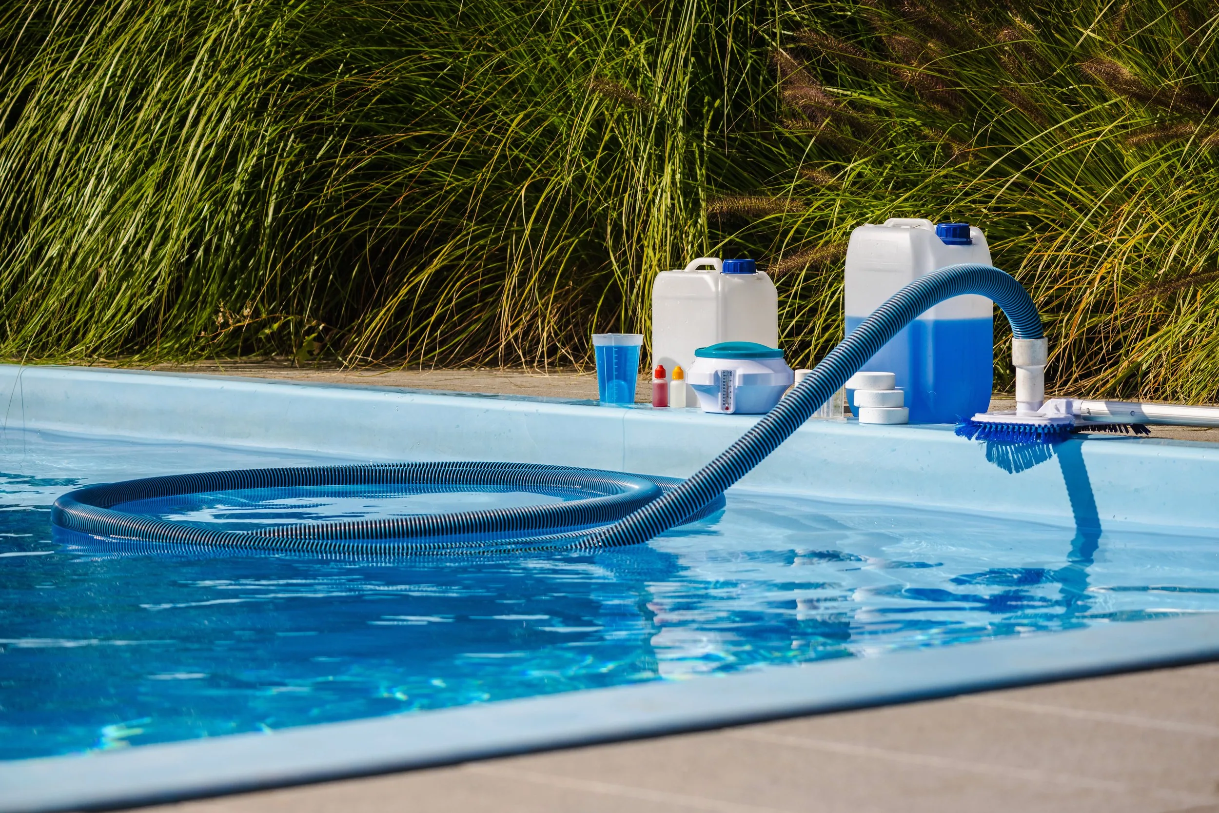 Clean and well-maintained swimming pool serviced by  Sunrise Pools in Little Rock
