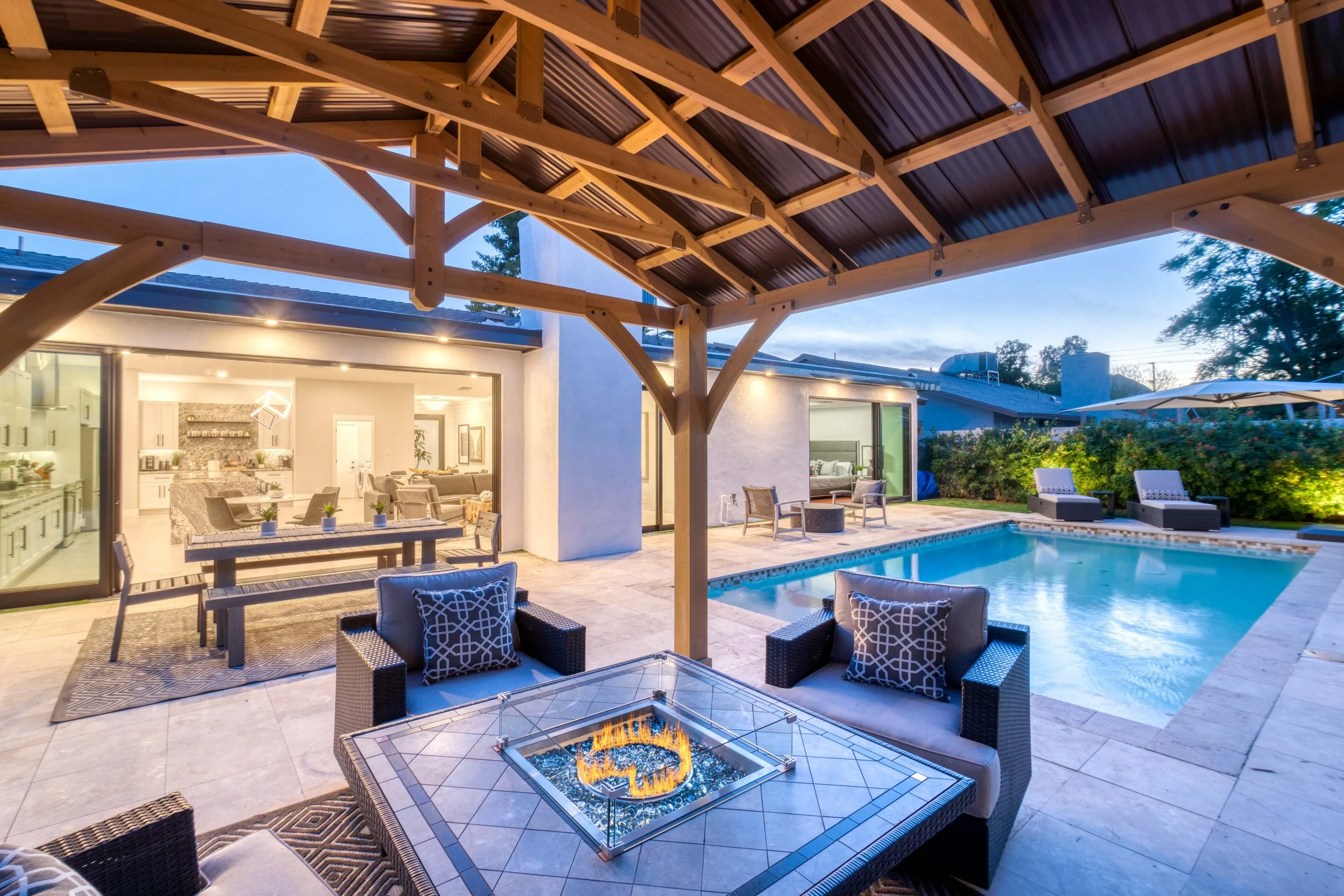 Modern plunge pool with clean design in a residential  backyard